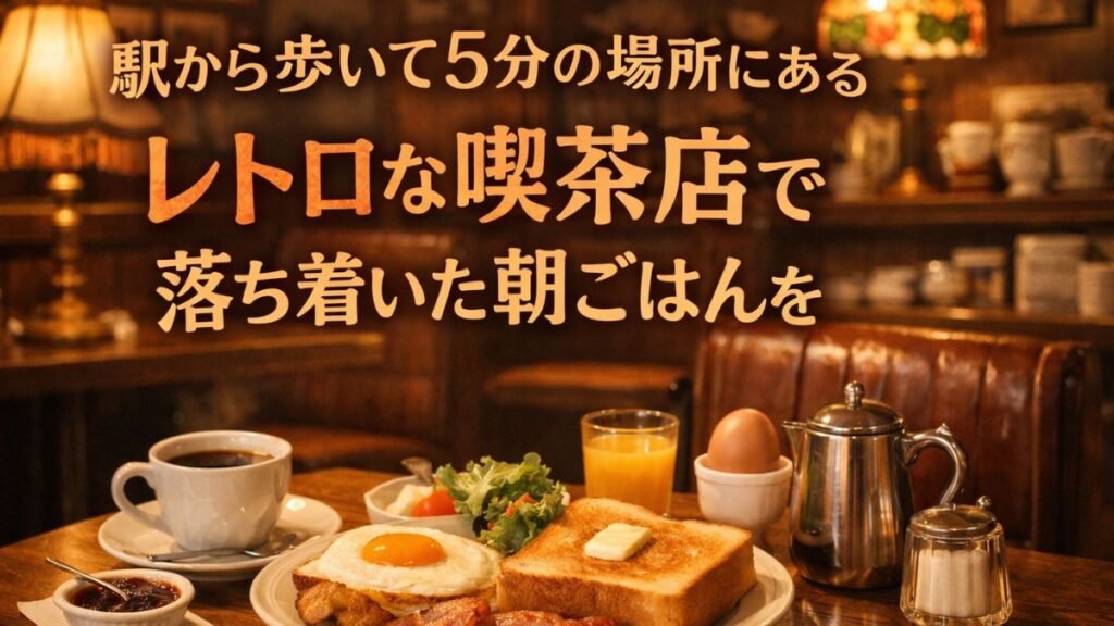 駅から歩いて5分の場所にあるレトロな喫茶店で落ち着いた朝ごはんを